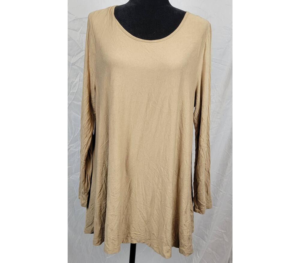 Multiples Beige Long Sleeve Shirt Women's Plus